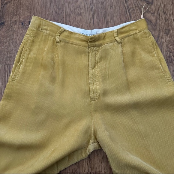 Forte Forte Pants Yellow mini corduroy straight flat front pants size 4 - Picture 3 of 12